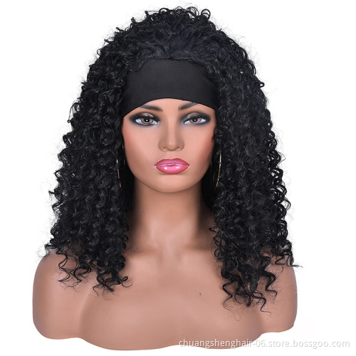 wholesale hair vendors coily bangs wholesale straight kinky curly with attached wig synthetic for black women headband wigs